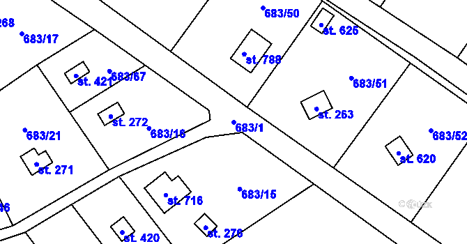 Parcela st. 683/1 v KÚ Svinaře, Katastrální mapa
