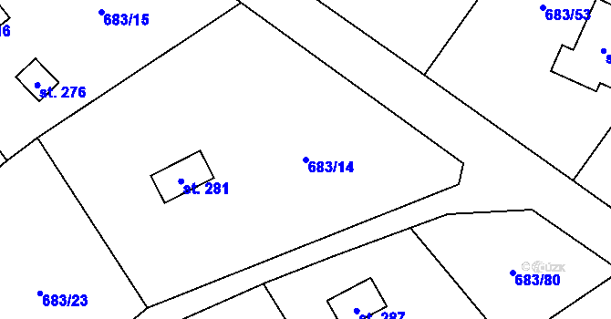 Parcela st. 683/14 v KÚ Svinaře, Katastrální mapa