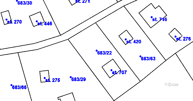 Parcela st. 683/22 v KÚ Svinaře, Katastrální mapa