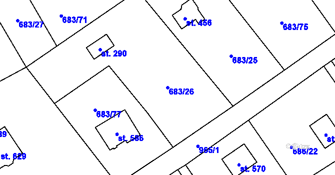 Parcela st. 683/26 v KÚ Svinaře, Katastrální mapa