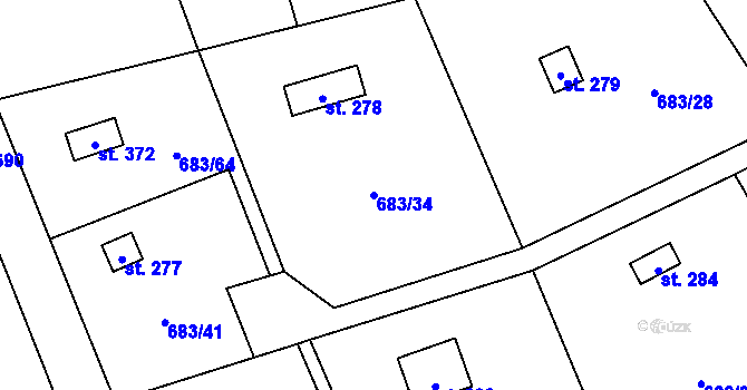 Parcela st. 683/34 v KÚ Svinaře, Katastrální mapa