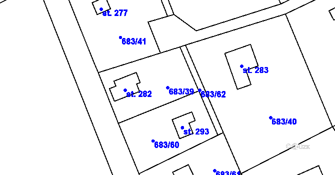 Parcela st. 683/39 v KÚ Svinaře, Katastrální mapa