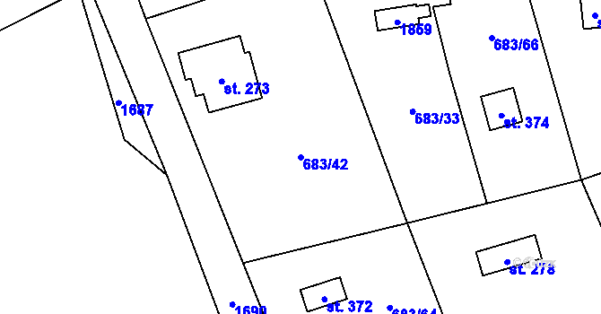 Parcela st. 683/42 v KÚ Svinaře, Katastrální mapa