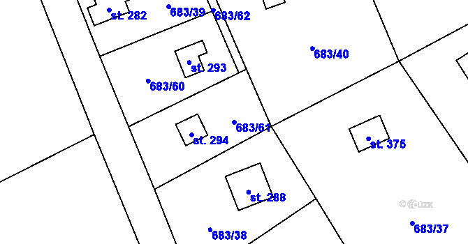Parcela st. 683/61 v KÚ Svinaře, Katastrální mapa