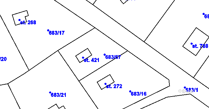 Parcela st. 683/67 v KÚ Svinaře, Katastrální mapa