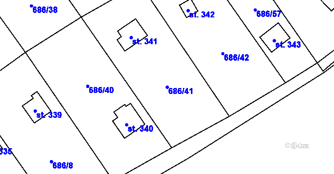 Parcela st. 686/41 v KÚ Svinaře, Katastrální mapa