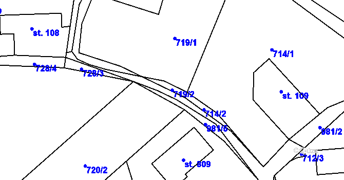 Parcela st. 719/2 v KÚ Svinaře, Katastrální mapa