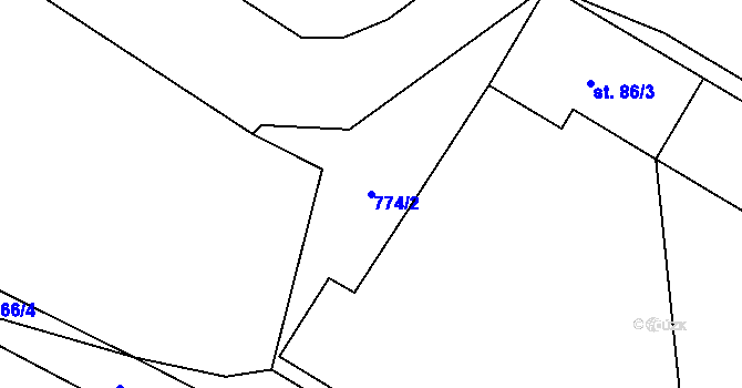 Parcela st. 774/2 v KÚ Svinaře, Katastrální mapa