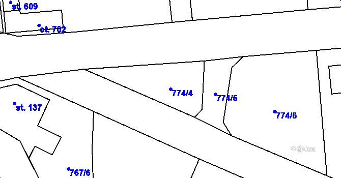 Parcela st. 774/4 v KÚ Svinaře, Katastrální mapa