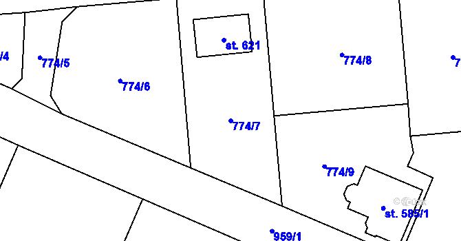 Parcela st. 774/7 v KÚ Svinaře, Katastrální mapa