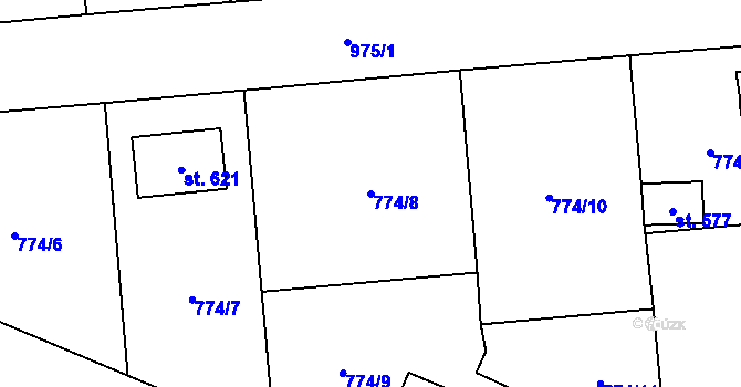Parcela st. 774/8 v KÚ Svinaře, Katastrální mapa