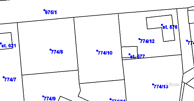 Parcela st. 774/10 v KÚ Svinaře, Katastrální mapa