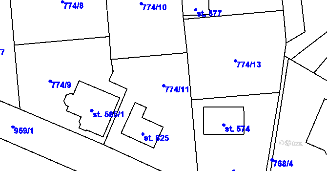 Parcela st. 774/11 v KÚ Svinaře, Katastrální mapa