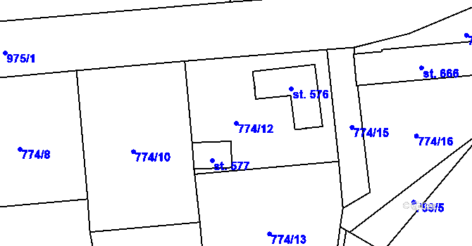 Parcela st. 774/12 v KÚ Svinaře, Katastrální mapa