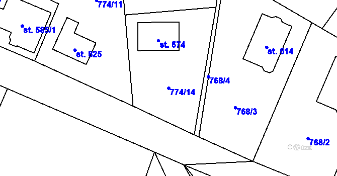 Parcela st. 774/14 v KÚ Svinaře, Katastrální mapa