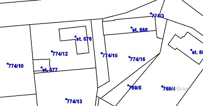Parcela st. 774/15 v KÚ Svinaře, Katastrální mapa