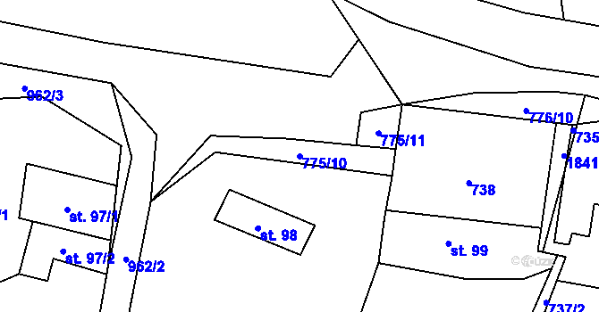 Parcela st. 775/10 v KÚ Svinaře, Katastrální mapa