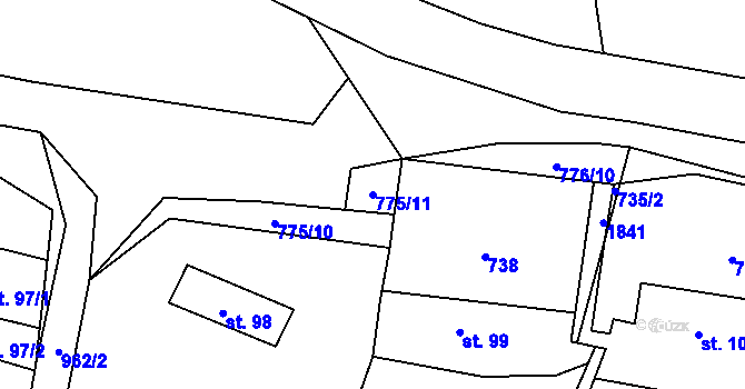Parcela st. 775/11 v KÚ Svinaře, Katastrální mapa