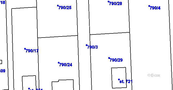 Parcela st. 790/3 v KÚ Svinaře, Katastrální mapa