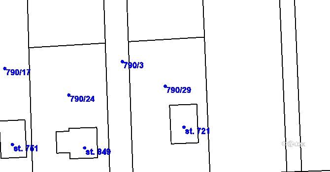 Parcela st. 790/29 v KÚ Svinaře, Katastrální mapa