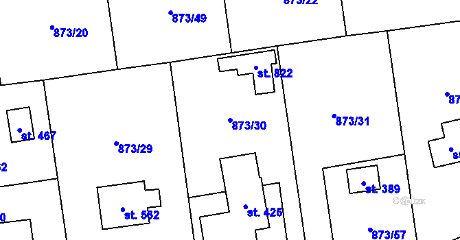Parcela st. 873/30 v KÚ Svinaře, Katastrální mapa