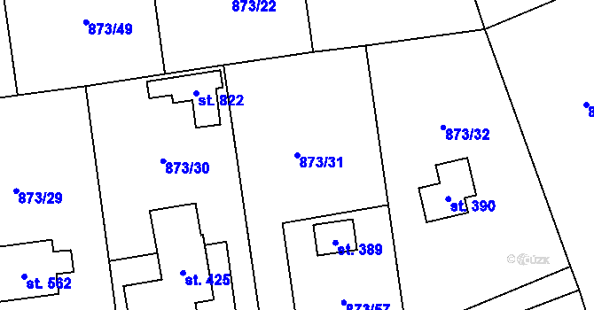 Parcela st. 873/31 v KÚ Svinaře, Katastrální mapa