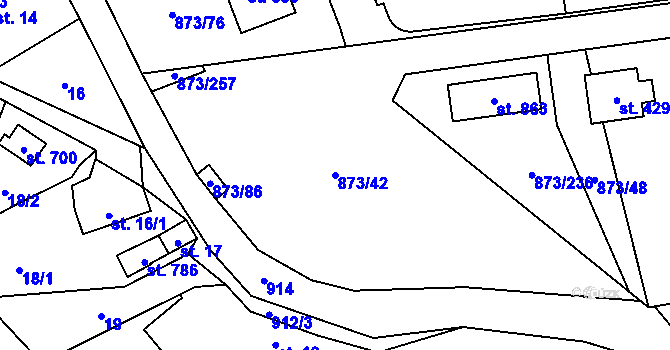 Parcela st. 873/42 v KÚ Svinaře, Katastrální mapa