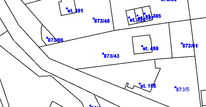 Parcela st. 873/43 v KÚ Svinaře, Katastrální mapa