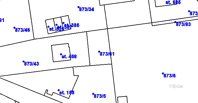 Parcela st. 873/61 v KÚ Svinaře, Katastrální mapa