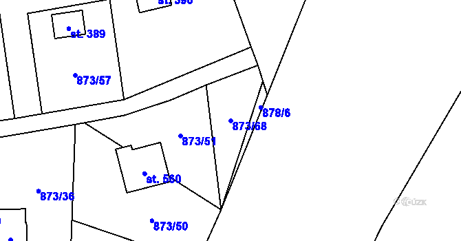 Parcela st. 873/68 v KÚ Svinaře, Katastrální mapa