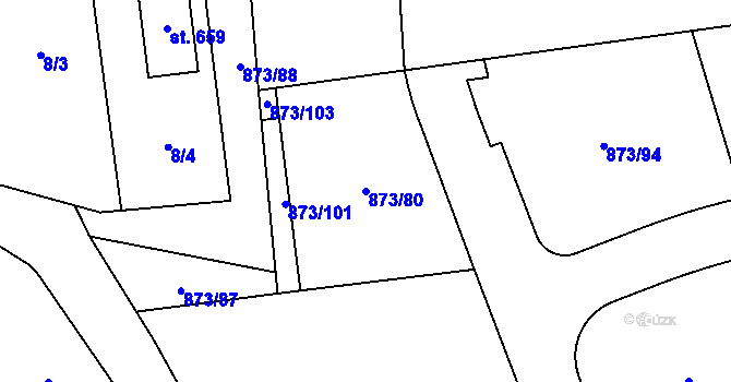 Parcela st. 873/80 v KÚ Svinaře, Katastrální mapa