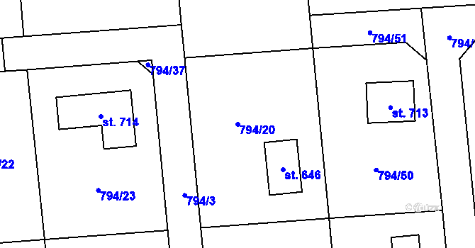Parcela st. 794/20 v KÚ Svinaře, Katastrální mapa