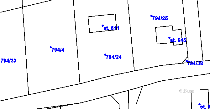Parcela st. 794/24 v KÚ Svinaře, Katastrální mapa