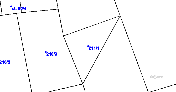 Parcela st. 211/1 v KÚ Svinaře, Katastrální mapa