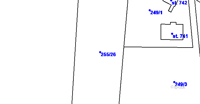 Parcela st. 255/26 v KÚ Svinaře, Katastrální mapa