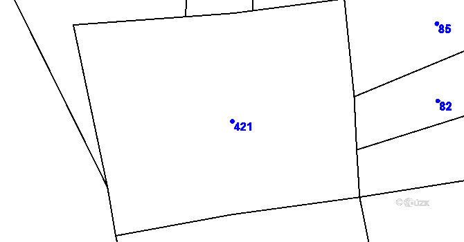 Parcela st. 421 v KÚ Svinaře, Katastrální mapa