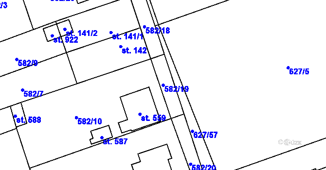 Parcela st. 582/19 v KÚ Svinaře, Katastrální mapa