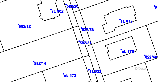 Parcela st. 582/21 v KÚ Svinaře, Katastrální mapa