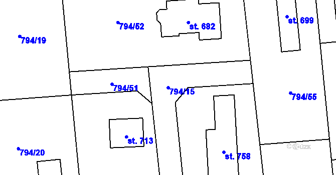 Parcela st. 794/15 v KÚ Svinaře, Katastrální mapa