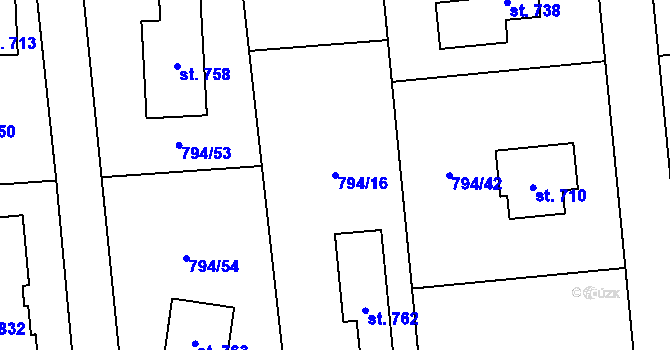 Parcela st. 794/16 v KÚ Svinaře, Katastrální mapa