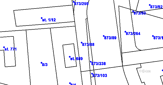 Parcela st. 873/88 v KÚ Svinaře, Katastrální mapa