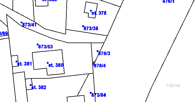 Parcela st. 878/3 v KÚ Svinaře, Katastrální mapa