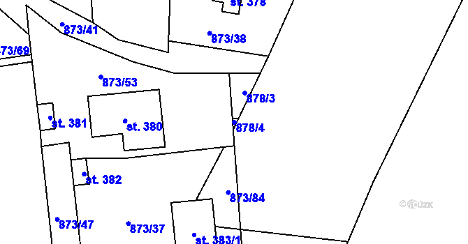 Parcela st. 878/4 v KÚ Svinaře, Katastrální mapa