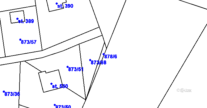 Parcela st. 878/6 v KÚ Svinaře, Katastrální mapa