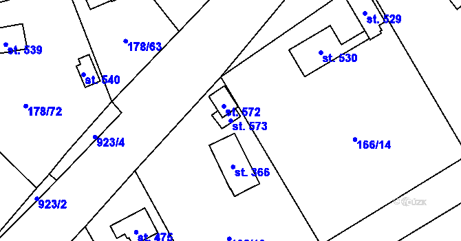 Parcela st. 573 v KÚ Svinaře, Katastrální mapa