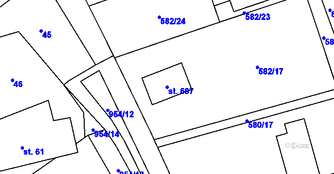 Parcela st. 697 v KÚ Svinaře, Katastrální mapa