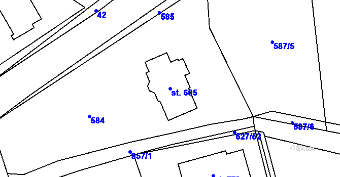 Parcela st. 605 v KÚ Svinaře, Katastrální mapa