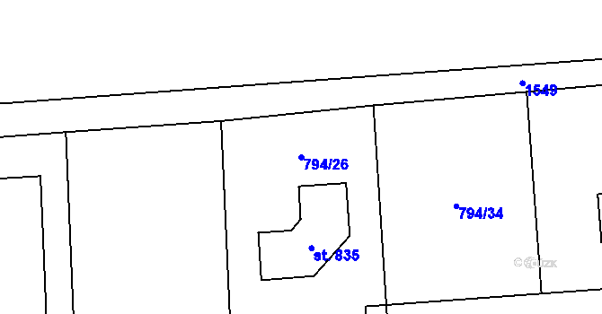 Parcela st. 794/26 v KÚ Svinaře, Katastrální mapa