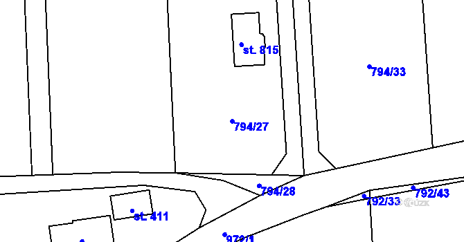 Parcela st. 794/27 v KÚ Svinaře, Katastrální mapa