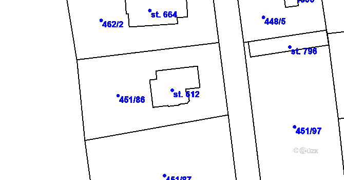 Parcela st. 612 v KÚ Svinaře, Katastrální mapa